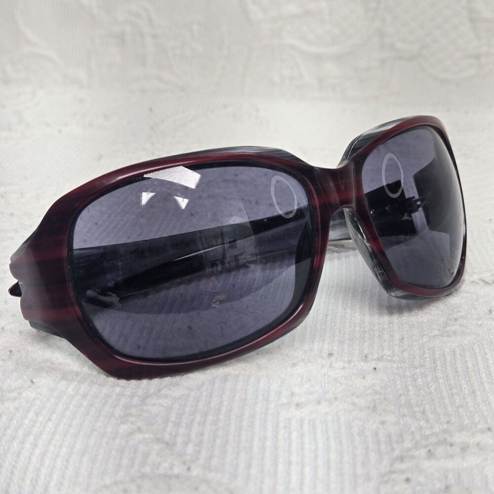 Oakley Script Red Woodgrain Womens Sunglasses Oversized Rectangular Lens